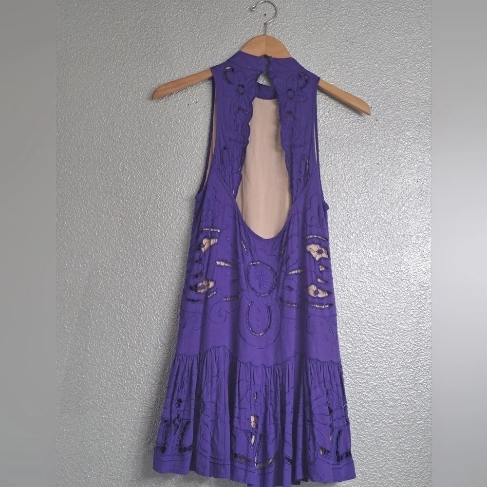 Free People Sleeveless Eyelt Dress In Periwinkle